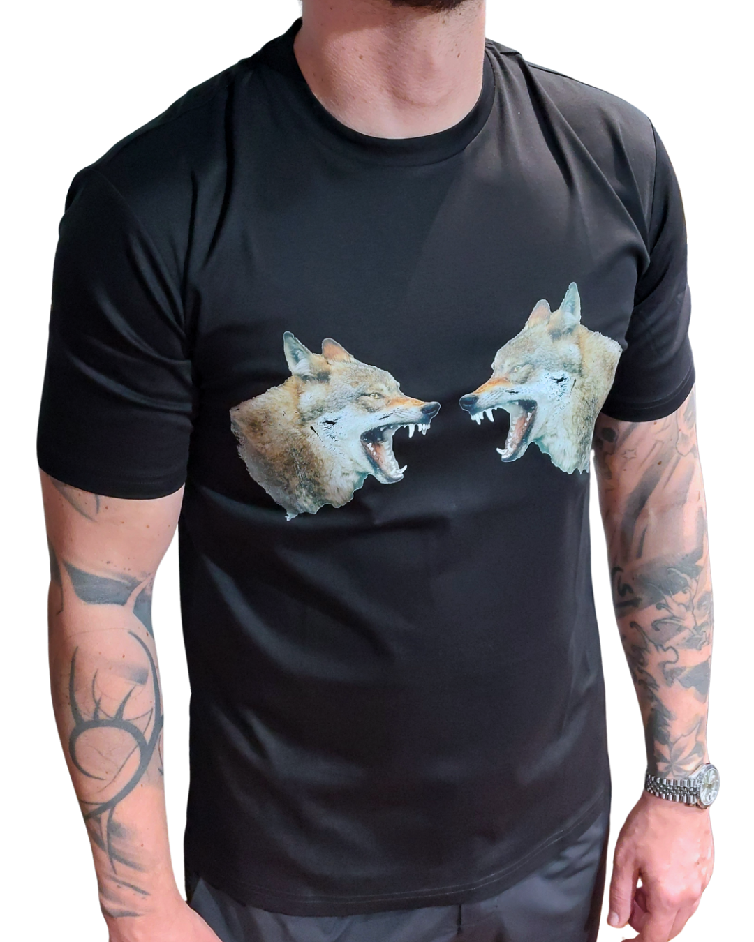 Mosquito Mercerized Wolves T-Shirt - Black